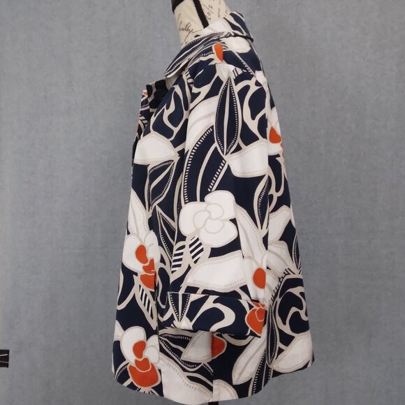 Chico's | Tropical Floral Print Cotton Jacket Navy Orange | Size XL - Picture 4 of 9